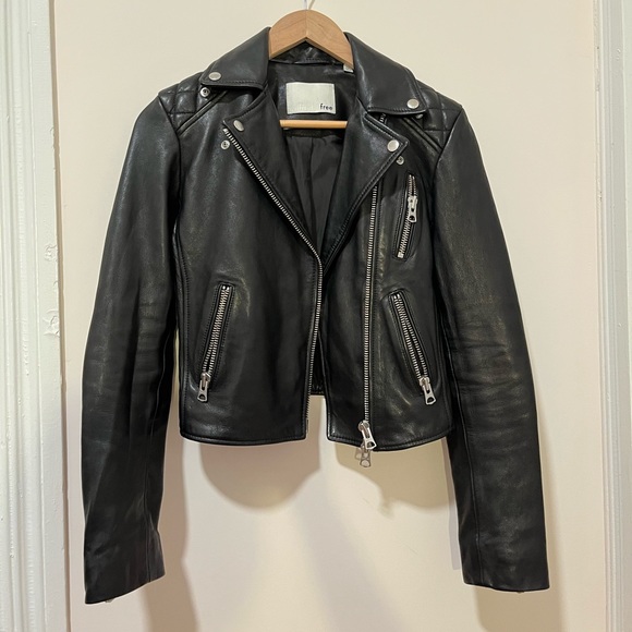 Aritzia Wilfred Free Richards Leather Biker Jacket NWOT Size xs - Picture 2 of 5